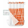 thumbnail image 1 of No Hook Shower Curtain with Snap in Liner, Abstract Geometric White Line Orange Texture Hotel Shower Curtains for Bathroom, Washable Shower Curtain Liner Set with Mesh Top Window, 72"x84", 1 of 6