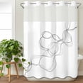 thumbnail image 1 of No Hook Shower Curtain with Snap in Liner, Abstract Minimalist Line on White Waterproof Bath Curtain Double Layers with See Through Top Window, Modern Art Hotel Shower Curtains 48x72in, 1 of 9