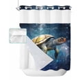 thumbnail image 1 of No Hook Shower Curtain with Snap in Liner, Abstract Ocean Sea Turtle in Starry Night Hotel Shower Curtains for Bathroom, Washable Shower Curtain Liner Set with Mesh Top Window, 72"x72", 1 of 6