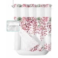 thumbnail image 1 of No Hook Shower Curtain with Snap in Liner, Abstract Pink and Green Ombre Plants Leavs Berry Hotel Shower Curtains for Bathroom, Washable Shower Curtain Liner Set with Mesh Top Window, 72”x78”, 1 of 6