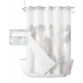 thumbnail image 1 of No Hook Shower Curtain with Snap in Liner, Abstract White and Gray Marble with Golden Line Hotel Shower Curtains for Bathroom, Washable Shower Curtain Liner Set with Mesh Top Window, 72"x96", 1 of 6