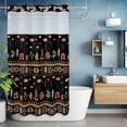 thumbnail image 1 of No Hook Shower Curtain with Snap in Liner, Aztec Ethnic Tribal Texture on Black Waterproof Bath Curtain with See Through Top Window, Flower Leaves Stripe Triangle Shower Curtains 36x72in, 1 of 9