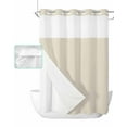 thumbnail image 1 of No Hook Shower Curtain with Snap in Liner, Beige Solid Color Hotel Shower Curtains for Bathroom, Washable Shower Curtain Liner Set with Mesh Top Window, 48"x72", 1 of 6