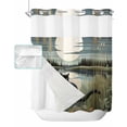 thumbnail image 1 of No Hook Shower Curtain with Snap in Liner, Black Cat Moon Forest and River Hotel Shower Curtains for Bathroom, Washable Shower Curtain Liner Set with Mesh Top Window, 72"x72", 1 of 6
