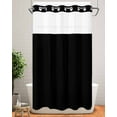 thumbnail image 1 of No Hook Shower Curtain with Snap in Liner,Black Waterproof Bath Curtain Double Layers with See Through Top Window,Solid Color Hotel Shower Curtains 36x72in, 1 of 9