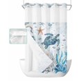 thumbnail image 1 of No Hook Shower Curtain with Snap in Liner, Blue Ocean Sea Turtle Octopus Starfish Coral Seashell Hotel Shower Curtains for Bathroom, Washable Shower Curtain Liner Set with Mesh Top Window, 36"x72", 1 of 6