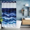 thumbnail image 1 of No Hook Shower Curtain with Snap in Liner, Blue Ripple Abstract Geometric Waterproof Fabric Bathroom Curtain Mesh Top Window, Watercolor Gradient Water Waves Shower Curtains 36x72in, 1 of 9