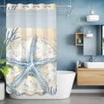thumbnail image 1 of No Hook Shower Curtain with Snap in Liner, Blue Starfish Ocean Shell Coral Waterproof Bath Curtain Double Layers with See Through Top Window, Watercolor Marine Life Hotel Shower Curtains 36x72in, 1 of 9