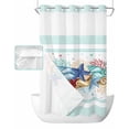thumbnail image 1 of No Hook Shower Curtain with Snap in Liner, Blue Summer Ocean Shell Starfish Pattern Hotel Shower Curtains for Bathroom, Washable Shower Curtain Liner Set with Mesh Top Window, 36"x72", 1 of 6