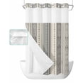 thumbnail image 1 of No Hook Shower Curtain with Snap in Liner, Boho Khaki Stripes Abstract Geometric Texture Hotel Shower Curtains for Bathroom, Washable Shower Curtain Liner Set with Mesh Top Window, 36"x78", 1 of 6