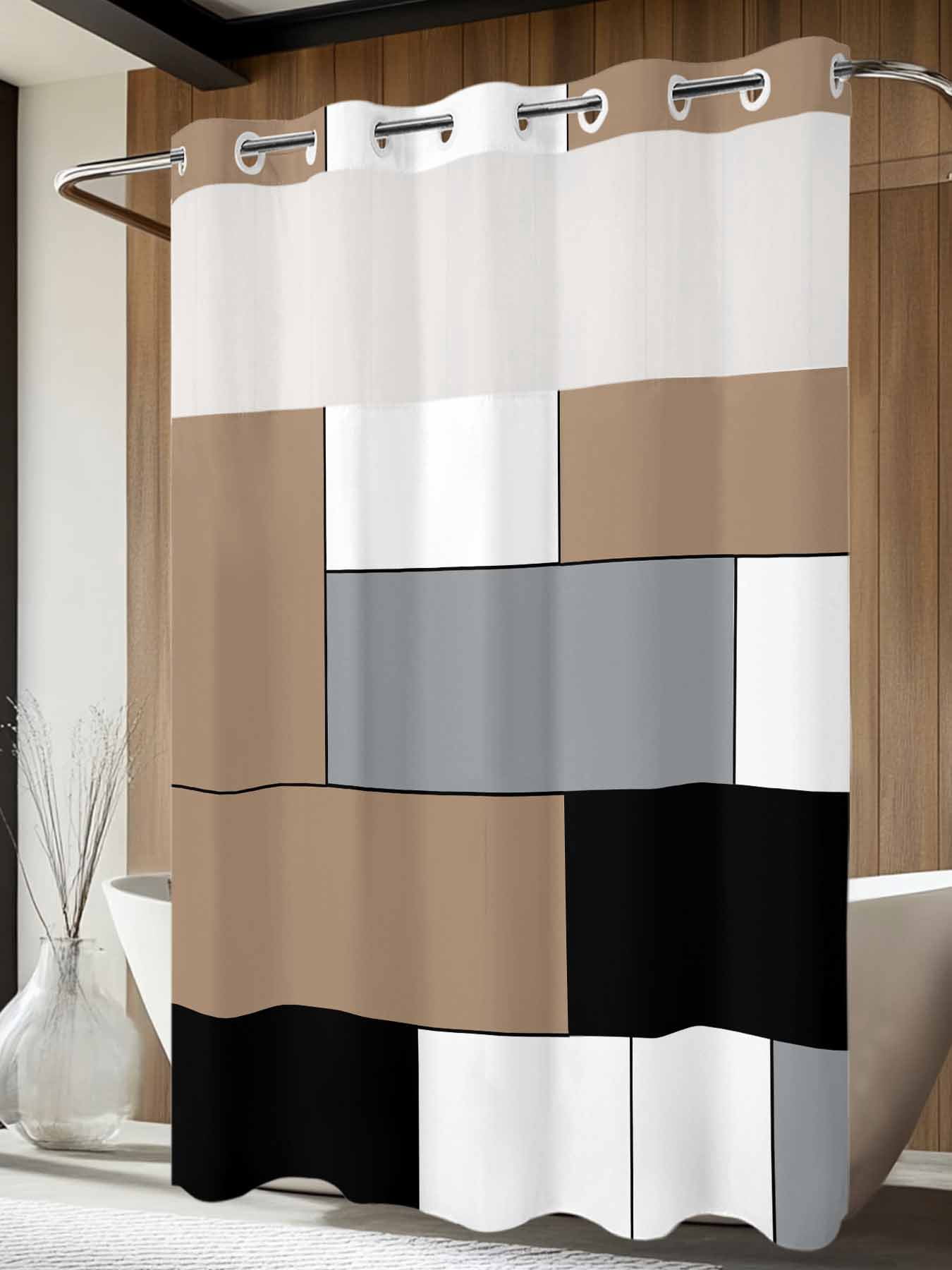 Brown And Gray Shower Curtainnull
