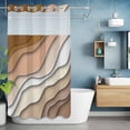 thumbnail image 1 of No Hook Shower Curtain with Snap in Liner, Brown Stripe Abstract Geometric Waterproof Bath Curtain Double Layers with See Through Top Window, Gradient Water Ripple Modern Art Shower Curtains 36x72in, 1 of 9