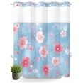 thumbnail image 1 of No Hook Shower Curtain with Snap in Liner,Classic Pink Flower Ripples Waterproof Bath Curtain Double Layers with See Through Top Window,Fantasy Floral Hotel Shower Curtains 72x72in, 1 of 9