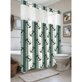 thumbnail image 1 of No Hook Shower Curtain with Snap in Liner, Classic Sports Athletic Football Waterproof Bath Curtain Double Layers with See Through Top Window, Geometric Green Stripes Hotel Shower Curtains 72x84in, 1 of 9