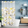 thumbnail image 1 of No Hook Shower Curtain with Snap in Liner, Country Idyllic Floral on White Waterproof Bath Curtain Double Layers with See Through Top Window, Watercolor Yellow Grey Flower Shower Curtains 36x72in, 1 of 9