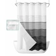 thumbnail image 1 of No Hook Shower Curtain with Snap in Liner, Dark Grey Striped Gradient Rustic Wood Board Hotel Shower Curtains for Bathroom, Washable Shower Curtain Liner Set with Mesh Top Window, 36"x72", 1 of 1