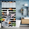 thumbnail image 1 of No Hook Shower Curtain with Snap in Liner, Easter Bunny Carrot Cute Rabbit Waterproof Bath Curtain Double Layers with See Through Top Window, Black and White Stripes Hotel Shower Curtains 36x72in, 1 of 9