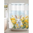 thumbnail image 1 of No Hook Shower Curtain with Snap in Liner, Easter Watercolor Cute Bunny Waterproof Bath Curtain Double Layers with See Through Top Window, Rabbit Yellow Flower Garden Hotel Shower Curtains 72x72in, 1 of 9