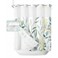 thumbnail image 1 of No Hook Shower Curtain with Snap in Liner, Eucalyptus Leaves Summer Plant Watercolor Hotel Shower Curtains for Bathroom, Washable Shower Curtain Liner Set with Mesh Top Window, 72"x72", 1 of 6