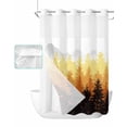 thumbnail image 1 of No Hook Shower Curtain with Snap in Liner, Fall Forest Silhouette Orange Art Oil Painting Hotel Shower Curtains for Bathroom, Washable Shower Curtain Liner Set with Mesh Top Window, 72"x96", 1 of 6