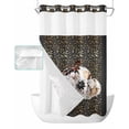 thumbnail image 1 of No Hook Shower Curtain with Snap in Liner, Fall Thanksgiving Pumpkin with Floral Retro Golden Botanical Leaves Black Shower Curtains for Bathroom, Washable Inner Liner with Mesh Top Window, 54"x78", 1 of 6