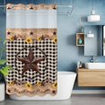 thumbnail image 1 of No Hook Shower Curtain with Snap in Liner, Farm Star Sunflower Wood Grain Waterproof Fabric Bathroom Curtain Mesh Top Window, Black Buffalo Plaid Shower Curtains 36x72in, 1 of 9