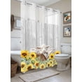 thumbnail image 1 of No Hook Shower Curtain with Snap in Liner, Farmhouse Sheep Yellow Sunflower Waterproof Bath Curtain Double Layers with See Through Top Window, Country Wood Board Hotel Shower Curtains 72x84in, 1 of 9