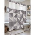 thumbnail image 1 of No Hook Shower Curtain with Snap in Liner, Geometric Grey Art Triangle Waterproof Bath Curtain Double Layers with See Through Top Window, Abstract Geometric Pattern Hotel Shower Curtains 72x84in, 1 of 9