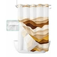 thumbnail image 1 of No Hook Shower Curtain with Snap in Liner, Gradient Ocean Waves Brown Orange Gradient Waves Hotel Shower Curtains for Bathroom, Washable Shower Curtain Liner Set with Mesh Top Window, 72"x96", 1 of 6