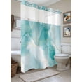 thumbnail image 1 of No Hook Shower Curtain with Snap in Liner, Green Marble Gold Line Watercolor Gradient Waterproof Bath Curtain Double Layers with See Through Top Window, Modern Abstract Art Shower Curtains 72x84in, 1 of 9