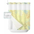 thumbnail image 1 of No Hook Shower Curtain with Snap in Liner, Green Plant Branches Flower Yellow Hotel Shower Curtains for Bathroom, Washable Shower Curtain Liner Set with Mesh Top Window, 66"x72", 1 of 6