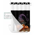 thumbnail image 1 of No Hook Shower Curtain with Snap in Liner, Halloween Fantasy Horror Pumpkin with Bat Black Texture Hotel Shower Curtains for Bathroom, Washable Shower Curtain Liner Set with Mesh Top Window, 72"x84", 1 of 6
