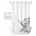 thumbnail image 1 of No Hook Shower Curtain with Snap in Liner, Hand Drawn Watercolor Gray Black Floral White Hotel Shower Curtains for Bathroom, Washable Shower Curtain Liner Set with Mesh Top Window, 36"x78", 1 of 6