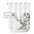 thumbnail image 1 of No Hook Shower Curtain with Snap in Liner, Hand Drawn Watercolor Gray Black Floral White Hotel Shower Curtains for Bathroom, Washable Shower Curtain Liner Set with Mesh Top Window, 72"x72", 1 of 6