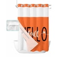 thumbnail image 1 of No Hook Shower Curtain with Snap in Liner, Hello Fall Orange Background Hotel Shower Curtains for Bathroom, Washable Shower Curtain Liner Set with Mesh Top Window, 48"x72", 1 of 6