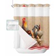 thumbnail image 1 of No Hook Shower Curtain with Snap in Liner, Hen Cock and Chick Farmhouse Chicken Oil Painting Red Plaid Shower Curtains for Bathroom, Washable Shower Curtain Liner Set with Mesh Top Window, 66"x72", 1 of 6