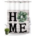 thumbnail image 1 of No Hook Shower Curtain with Snap in Liner,Home Green Eucalyptus Wreath Waterproof Bath Curtain Double Layers with See Through Top Window,Farm Vintage Wood Board Hotel Shower Curtains 60x72in, 1 of 9
