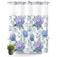 thumbnail image 1 of No Hook Shower Curtain with Snap in Liner,Hydrangea Flower Eucalyptus Leaf Waterproof Bath Curtain Double Layers with See Through Top Window,Blue Floral Watercolor Hotel Shower Curtains 72x72in, 1 of 9