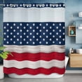 thumbnail image 1 of No Hook Shower Curtain with Snap in Liner, Independence Day USA Flag Waterproof Fabric Bathroom Curtain Mesh Top Window, Vintage Stripes and Stars Shower Curtains 72x72in, 1 of 9
