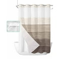 thumbnail image 1 of No Hook Shower Curtain with Snap in Liner, Khaki Striped Gradient Rustic Wood Board Hotel Shower Curtains for Bathroom, Washable Shower Curtain Liner Set with Mesh Top Window, 72"x84", 1 of 6