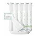 thumbnail image 1 of No Hook Shower Curtain with Snap in Liner, Linen White Plant Vine Flower Pattern Hotel Shower Curtains for Bathroom, Washable Shower Curtain Liner Set with Mesh Top Window, 72"x72", 1 of 6