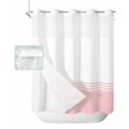 thumbnail image 1 of No Hook Shower Curtain with Snap in Liner, Luxurious Pink and White Stripes Geometric Modern Art Hotel Shower Curtains for Bathroom, Washable Shower Curtain Liner Set with Mesh Top Window, 66"x72", 1 of 6