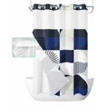 thumbnail image 1 of No Hook Shower Curtain with Snap in Liner, Mid Century Abstract Blue White Geometric Hotel Shower Curtains for Bathroom, Washable Shower Curtain Liner Set with Mesh Top Window, 36"x78", 1 of 6
