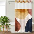 thumbnail image 1 of No Hook Shower Curtain with Snap in Liner,Mid Century Abstract Geometric Waterproof Bath Curtain with See Through Top Window,Color Block Terracotta Shower Curtains for Bathroom Decor,36x72in, 1 of 9