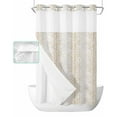 thumbnail image 1 of No Hook Shower Curtain with Snap in Liner, Modern Botanical Beige Tree Branch Pattern Hotel Shower Curtains for Bathroom, Washable Shower Curtain Liner Set with Mesh Top Window, 54"x78", 1 of 6