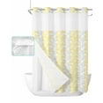 thumbnail image 1 of No Hook Shower Curtain with Snap in Liner, Modern Yellow Leaf Pattern Art Design Hotel Shower Curtains for Bathroom, Washable Shower Curtain Liner Set with Mesh Top Window, 48"x72", 1 of 6