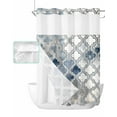thumbnail image 1 of No Hook Shower Curtain with Snap in Liner, Morocco Geometric Lattice Blue and Grey Art Graffiti Hotel Shower Curtains for Bathroom, Washable Shower Curtain Liner Set with Mesh Top Window, 72"x84", 1 of 6