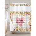 thumbnail image 1 of No Hook Shower Curtain with Snap in Liner, Mother's Day Love Heart Waterproof Bath Curtain Double Layers with See Through Top Window, Pastoral Flower Buffalo Check Hotel Shower Curtains 72x72in, 1 of 9