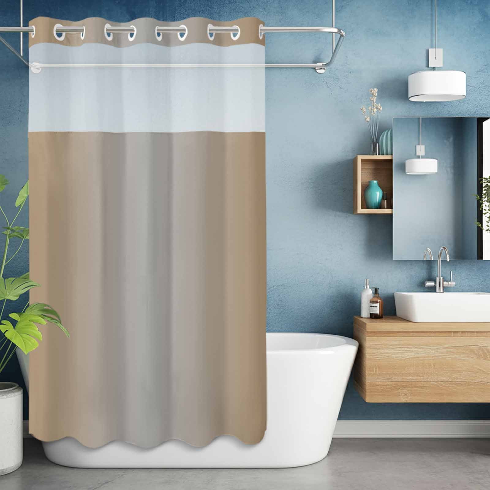 Brown And Gray Shower Curtainnull