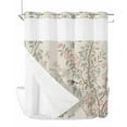 thumbnail image 1 of No Hook Shower Curtain with Snap in Liner Pink Flowers Branch Shower Curtain -Fabric Waterproof Inner Liner, Bird Green Gray Leaves Farm Plant Vintage Shower Curtains Washable 72"x72", 1 of 9